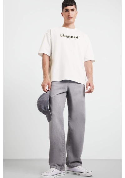 Defacto %100 Pamuk Loose Fit Bisiklet Yaka Baskılı Kısa Kollu Tişört F5731ax25auer105 Ekru