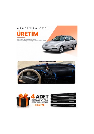 Lada Vega 1995-2007 Uyumlu Torpido Koruma Örtüsü Oto Kılıfı - Siyah Mavi