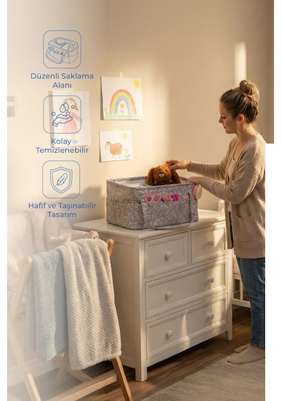 Babyjem - Katlamalı Anne&bebek Organizer Gri Çiçek