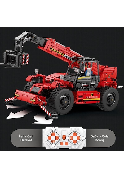 Reobrix Technic 22020 Teleskopik Kollu Forklift Telescopic Arm Forklift Kumandalı&motorlu Yaratıcı Yapı Blok Seti Building Blocks - 2096 Parça