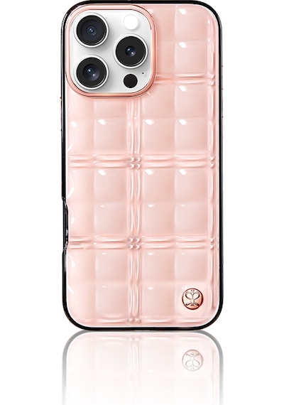 Apple Uyumlu iPhone 16 Pro Kılıf Askı Aparatlı Pynana Metal Grid Kapak Pembe