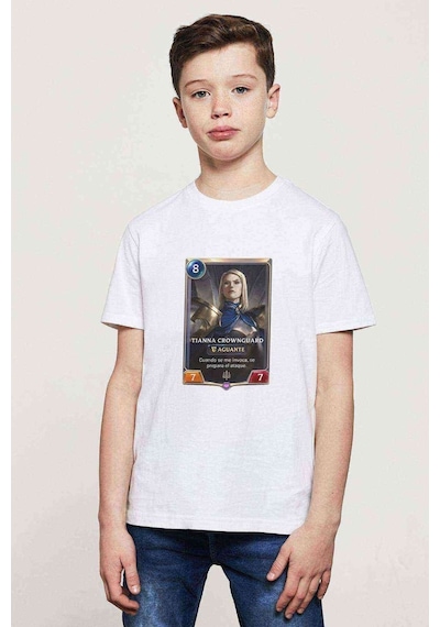 Tshirthane Tianna Crownguard Baskılı Unisex Çocuk Beyaz T-Shirt