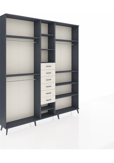 Arges Dolap 10 Raflı 6 Çekmeceli 3 Askılı 220x30x243 Antrasit-antrasit/aytaşı Antrasıt/aytası Arges Dolap 10 Raflı 6 Çekmeceli 3 Askılı 220x30x243 Antrasit-antrasit/aytaşı Antrasıt/aytası