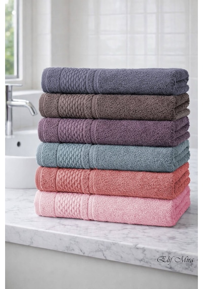 Elif Mira 6 Lı El Yüz Havlusu Seti %100 Pamuklu 50x90 Cm Pure Cotton Mint