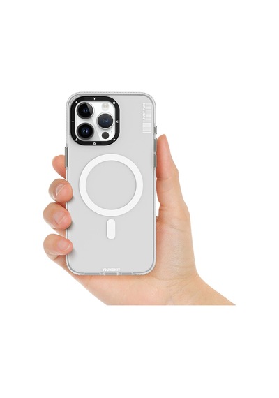 Apple Uyumlu  iPhone 15 Plus Kılıf Magsafe Şarj Özellikli Youngkit Crystal Color Serisi Kapak Pembe