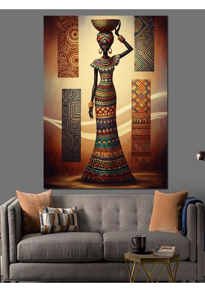 Ahşap Tablo Afrikalı Kadın Tribal Sanat