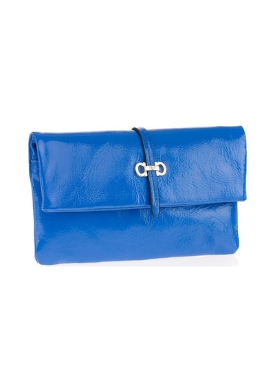 Bilik Deri Mavi Kırışık Rugan Deri Kadın Portföy & Clutch Çanta