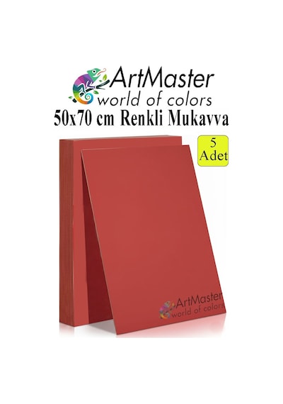 Kırmızı Renkli Mukavva 50x70 Cm 5 Adet 1 Paket Renkli Sert Karton 1.0 Mm Anasınıfı Hobi Etkinlik Okul Öncesi Elişi