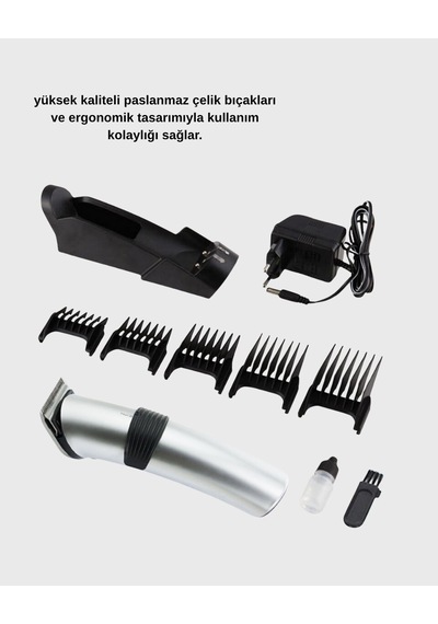 Kablosuz Profesyonel Tıraş Makinesi Şarjlı 60 Dakika Kullanım Süreli Çelik Bıçaklı Sessiz Motor Mh-hs4945-3137