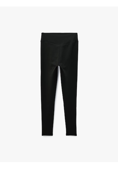 Koton Asimetrik Biyeli Kemer Detaylı Yüksek Bel Slim Fit Spor Tayt Siyah 7wak40117nk