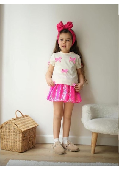 My Kids Wear Kız Çocuk Desenli Alt Üst Takım Pembe