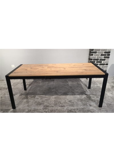 Onurdesign16 Star Modern Atlantik Çam Açılabilir Metal Kasa Ahşap Yemek Masası