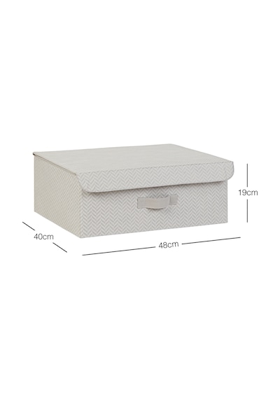 Ocean Home Textile Gri Balıksırtı Kapaklı Kutu 48 x 40 x 19 cm