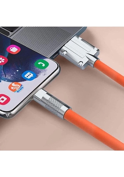 Valkyrie 120W-A 6 A 1 M Lightning Sıvı Silikon Data Hızlı Şarj Kablosu Turuncu