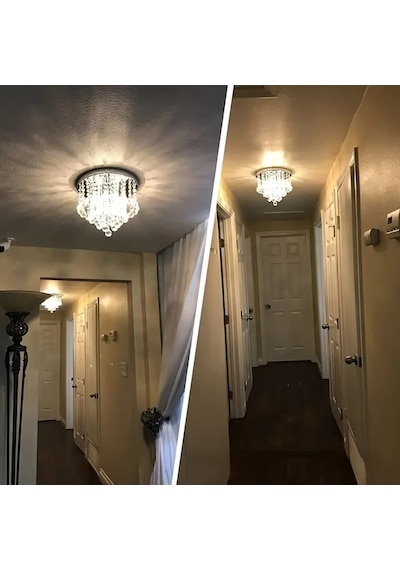 Akasya Büyük Krom Kristal Taşlı Salon Avizesi Krom