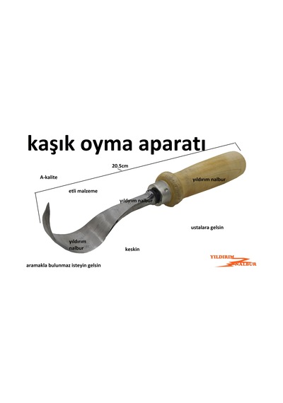Tahta Kaşık Oyma Aparatı 20cm Profesyonel Ahşap Oyma Aparatı Etli