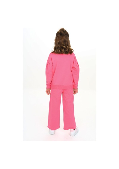 Toontoy Kids Toontoy Kız Çocuk Kol Büzgülü Lale Baskılı Eşofman Takım Fuşya