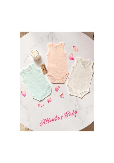 Altıntaş Baby Caramell Yumuşak Ve Nefes Alabilen %100 Pamuk 3'lü Body Set Kız Bebek Somon Somon