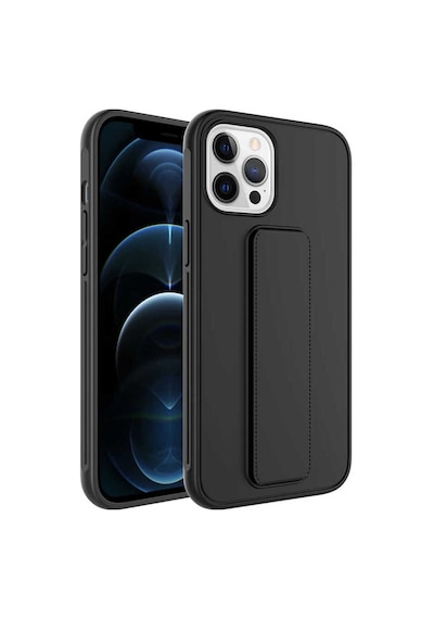 Apple Uyumlu iPhone 12 Pro Max Kılıf Zore Qstand Kapak Siyah