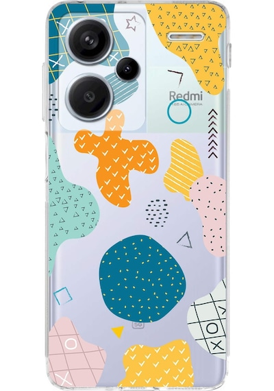 Xiaomi Redmi Note 13 Pro Plus Uyumlu Kamera Korumalı Geometrik Şekiller Şeffaf Kılıf Şeffaf
