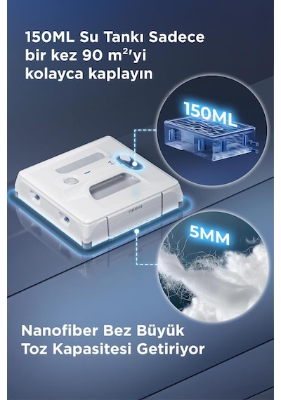 Hutt A1 Cam Silme Temizleme Robotu Beyaz