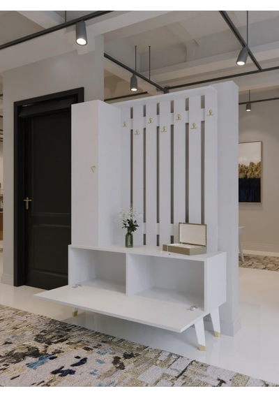 Resital Portmanto Vestiyer - Gp7001-1 - Beyaz Gold Beyaz