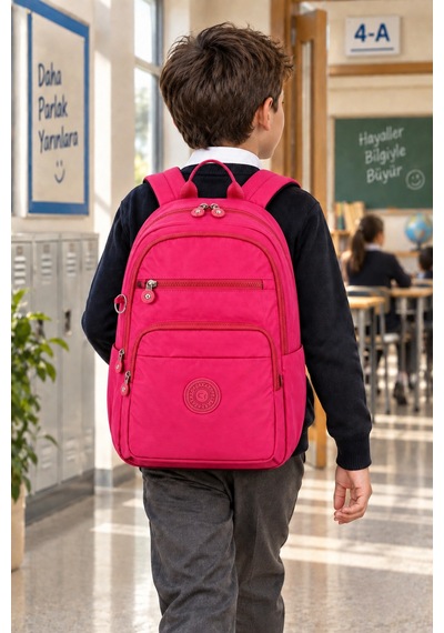 Pembe İlkokul Okul Çantası Çocuk Sırt Çantası Spor Ve Günlük Kullanım 40 X 30 X 15 Cm Çok Renkli