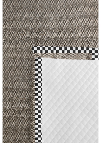 Siyah Beyaz Hasır Desenli Tek Kişilik Pike Takımı - Damalı Ekose 160x220 Cm Kapitone Yatak Örtüsü Nazlı Kil Zemini