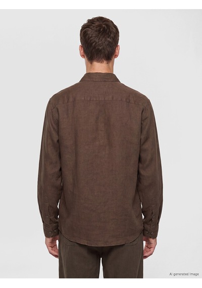 Lcw Vision Kahverengi Regular Fit %100 Keten Erkek Gömlek