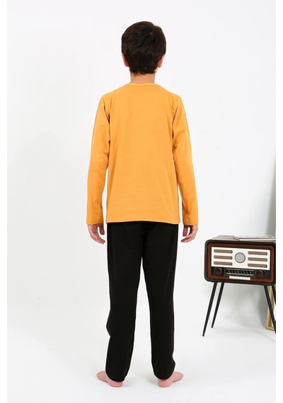 Akbeniz Erkek Çocuk Uzun Kol Penye Pijama Takım 20438 Sarı