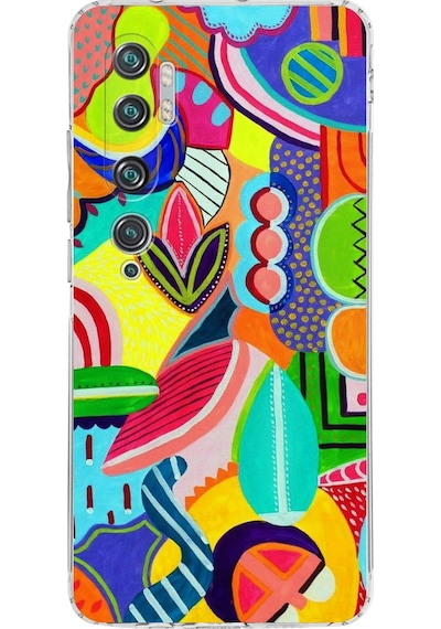 Xiaomi Mi Note 10 İle Uyumlu Retro Color 6 Kamera Korumalı Şeffaf Kılıf Şeffaf