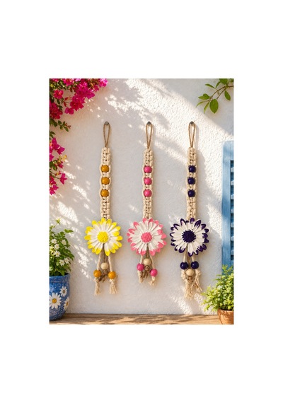 3 Lü Renkli Çiçek Figürlü Duvar Dekoru Çok Renkli - 914465947 Çok Renkli - 914465947