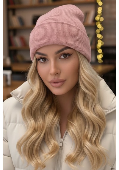 Caş Dekorasyon Açık Pembe Renk Bere Şapka Açık Pembe