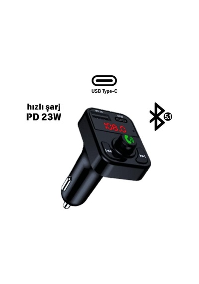 Pdateknoloj Concord C-606 Plus Araç Fm Transmitter 5.1 Bluetooth Araç Kiti Usb Type-c Hızlı Şarj Çıkışlı Çakm