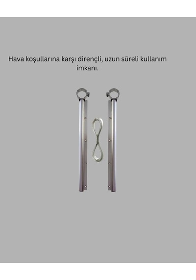 Kare Küpeşte Uyumlu Balkon Çamaşır Askısı 25x60 Cm Beyaz Pratik Gümüş