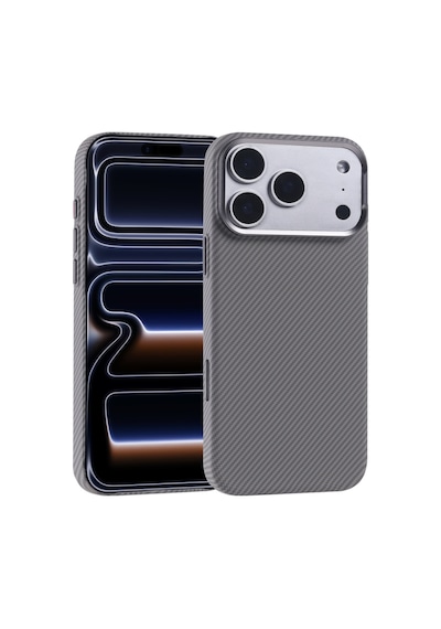 Apple iPhone Uyumlu 17 Pro Max Kılıf Karbon Görünümlü İnce Hafif Esnek Yapılı Şık Sert Silikon Kapak Ryc/nekst Gümüş