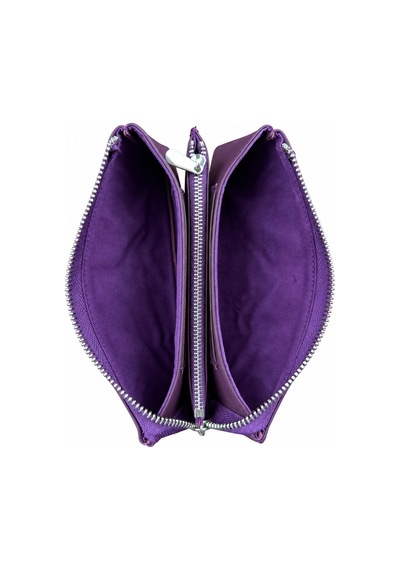 Alphaclub Bag Hakiki Deri Çok Bölmeli Fermuarlı Bilek Askılı Unisex Cüzdan Mor
