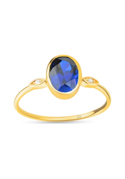 14 Ayar Altın Oval Kesim Safir Yüzük Altın