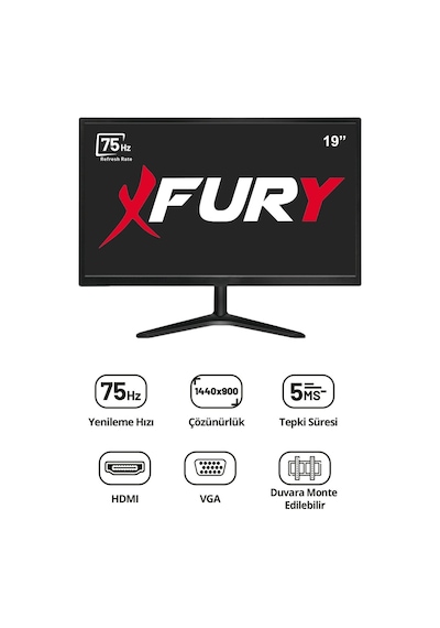 Fury 19" Geniş Ekran 75 Hz 5ms Vga,hdmı Led Monitör