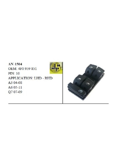 Unıversal Cam Anahtarı Audi A3 04-08 A6 05-11 Q7 - Dörtlü 4f0959851 - Mcar-an1504