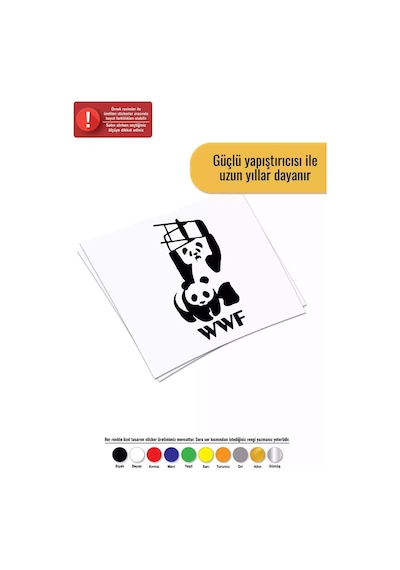 Wwf Pandalar - Araç, Oto, Laptop, Duvar Uyumlu Sticker 25 47 Cm