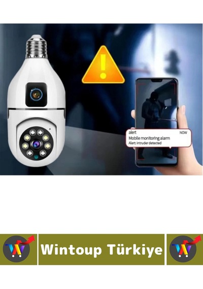 Wintoup Ev Çocuk Odası Gece Görüş İki Yön Ses Full Hd Çift Lensli E27 Duy Girişi Kablosuz Wi-fi Ampul Kamera