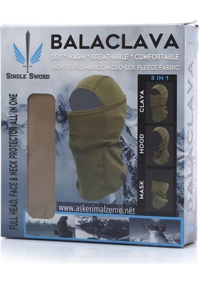 Ss Polarlı Su Ve Rüzgar Geçirmez Balaclava Askeri Yüz Maskesi Haki