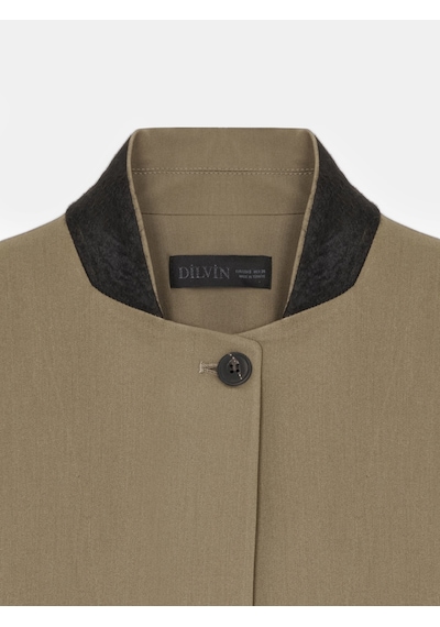 Dilvin 60827 Kontrast Yaka Blazer Ceket-yeşil