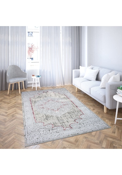 Nostalji Seri Çerçeveli Klasik Motifli Altı Kaymaz Makine Dokuma Halı 13512 Renkli