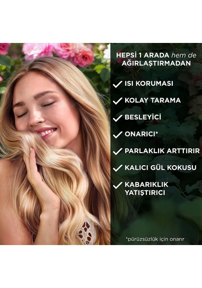 Kadifemsi Yumuşaklık Gül Kokulu Hepsi Bir Arada Ağırlaştırmayan Sıvı Saç Kremi 145ml