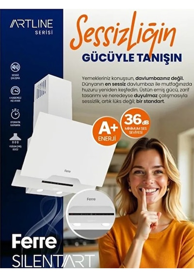 Ferre QEP64CS + SC405 + D063SA Steam Plus 65 Serisi 3'Lü Cam Ankastre Set