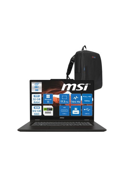 MSI Venture Pro 17 A2RWEG-027XTR-P07 Core 7 240H 32 GB 512 GB SSD RTX5050 17.3" W11P Dizüstü Bilgisayar + Çanta