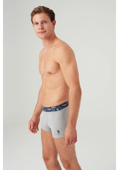 U.S. Polo Assn. Erkek Gri Melanj - Lacivert 2 Li Boxer 80357 Gri Melanj - Lacivert