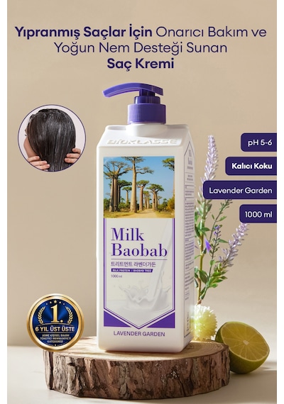 Yıpranmış Saçı Onaran Nemlendirici Saç Kremi Mılk Baobab Original Treatment Lavender Garden